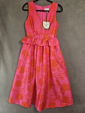 Kate Spade NY x Target Classic Rose Peplum Midi Dress Size 6 Pink Red NWT